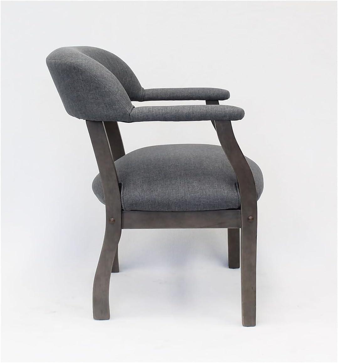 Boss Office Products Modern Captain's Chair Slate Gray: Upholstered Desk Chair, Wood Frame, Nailhead Trim