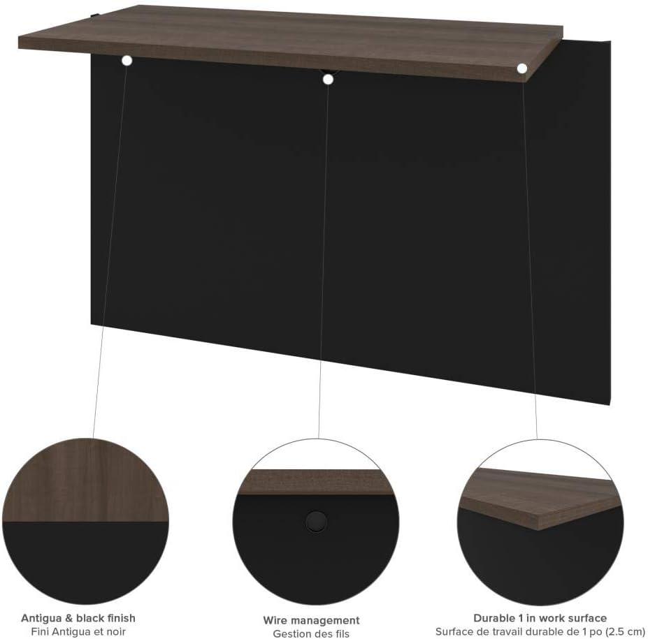 Bestar Connexion 6 Piece U Shaped Computer Desk with Hutch in Antigua and Black