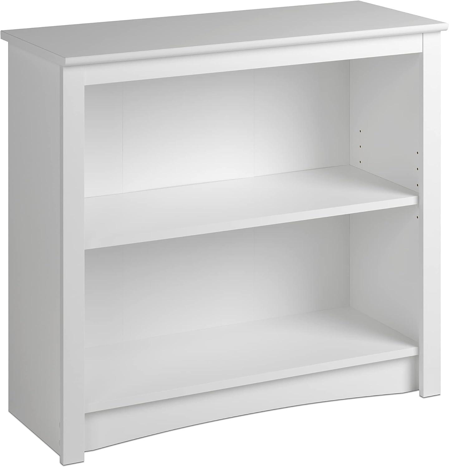 Prepac Home Office 2-Shelf Standard Bookcase with Durable Laminate Finish, White
