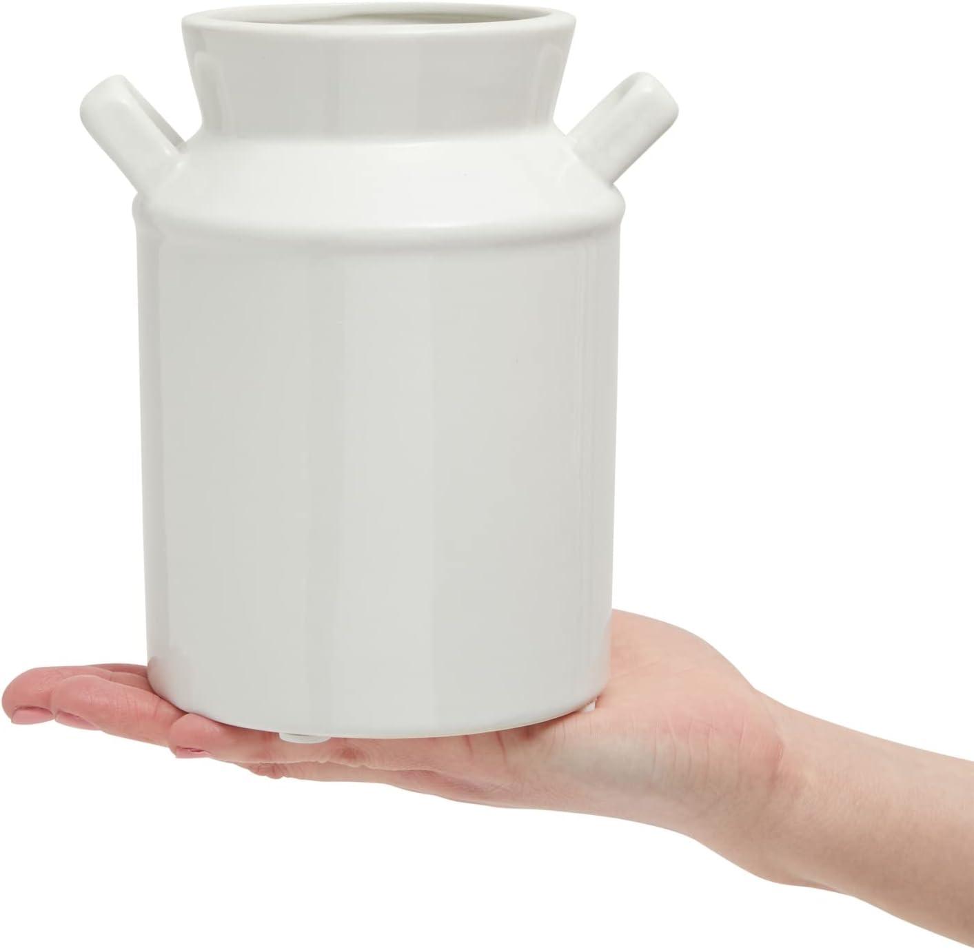 Farmlyn Creek 3 Piece Set Ceramic Pitcher Vases for Home Decor, Small White Centerpieces for Living Room, 3 Sizes