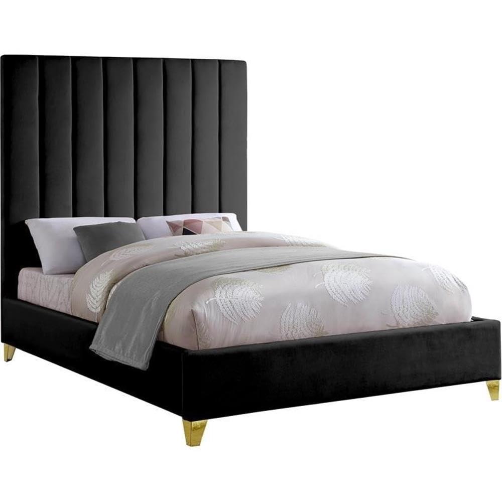 Meridian Furniture Via Rich Velvet King Bed in Black