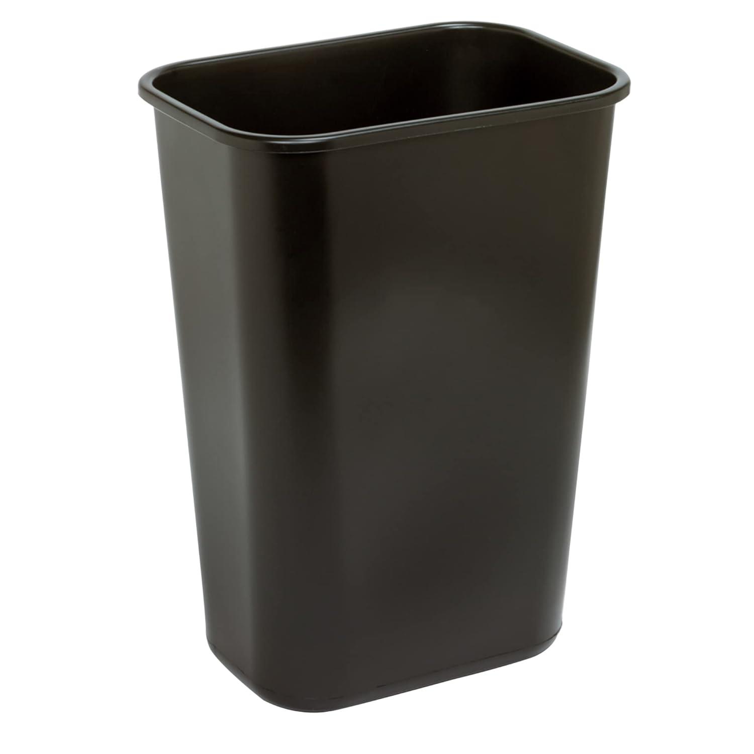 Black Rectangular 10.25 Gallon Plastic Office Wastebasket