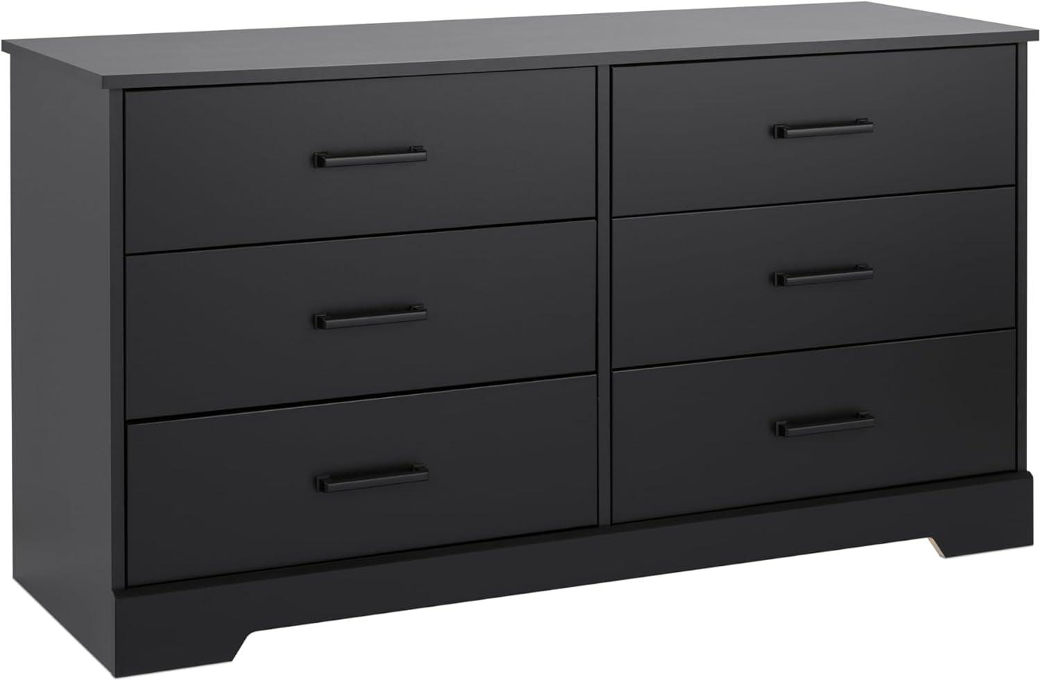 Prepac Rustic Ridge Farmhouse Dresser, Black Dresser for Bedroom, Chest of Drawers with 6 Drawers 18.25"D x 53.25"W x 28.5"H, BDBR-1606-1