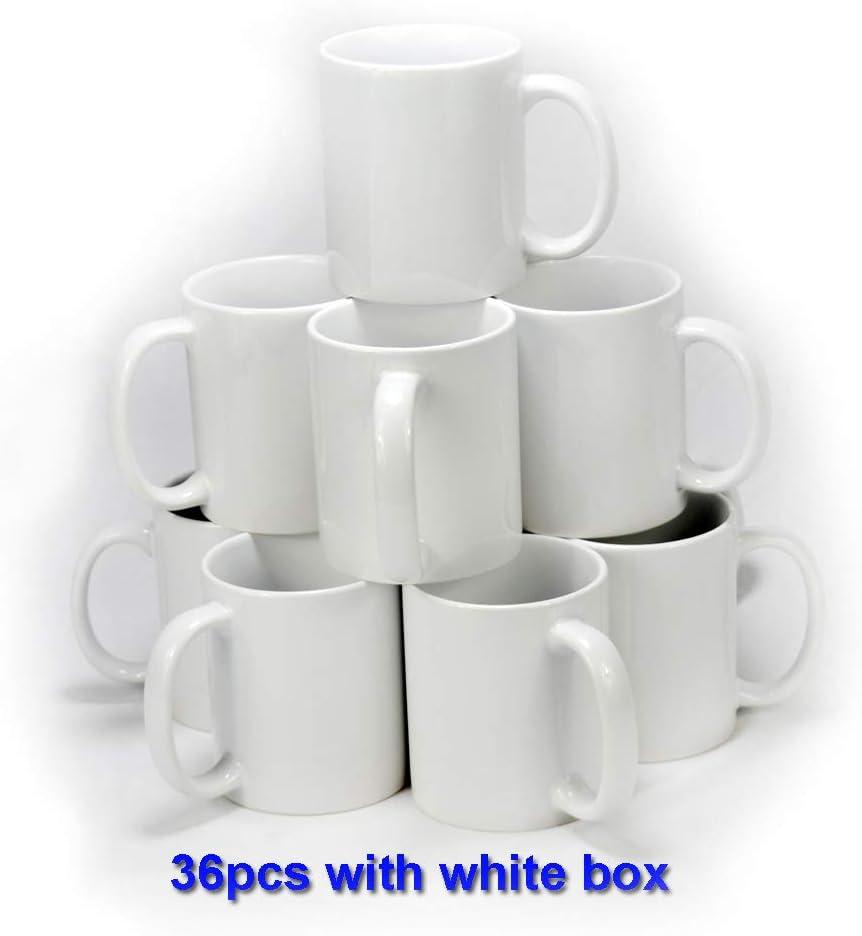 White Ceramic 11oz Sublimation Blank Coffee Mugs, 36-Pack