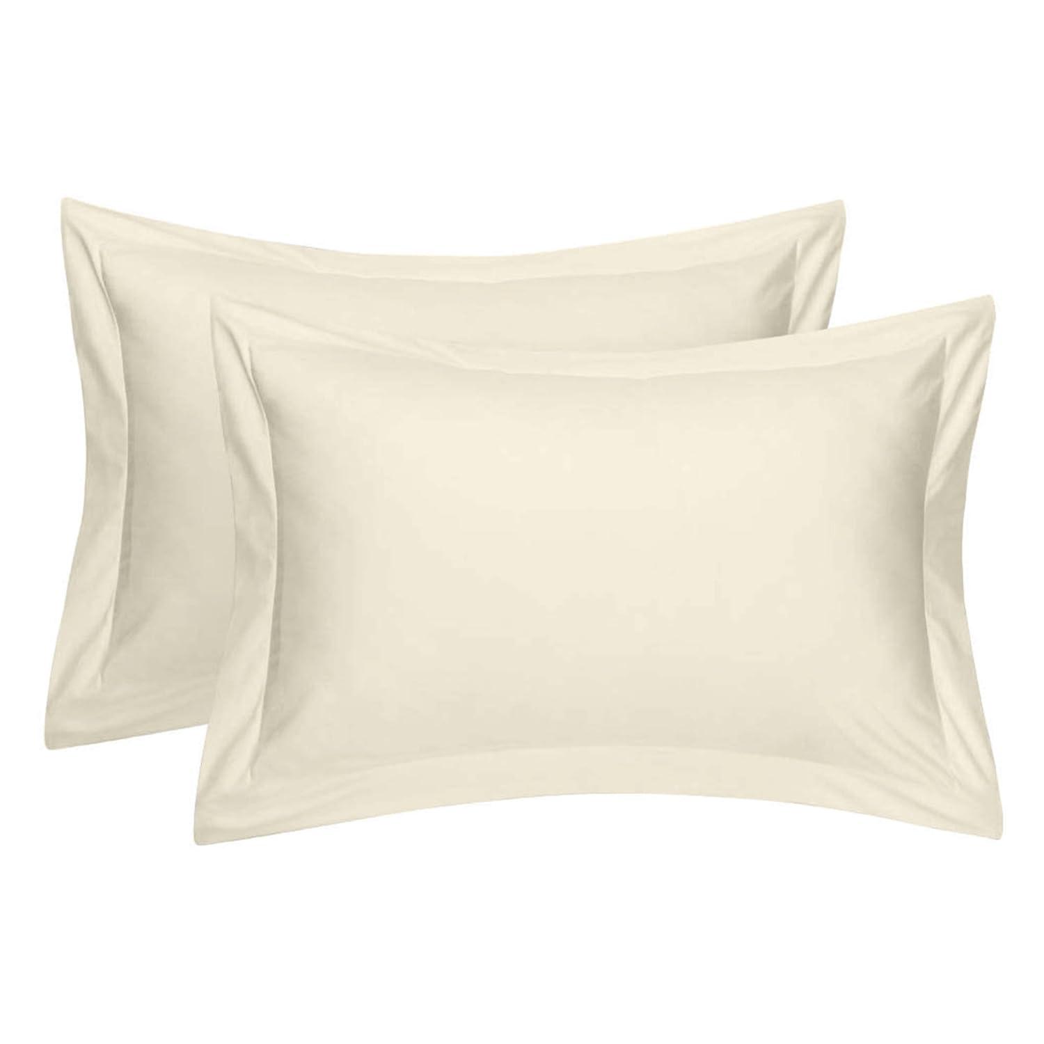 Cotton Delight Standard Pillow Shams Set of 2 - Ivory 100% Natural Cotton, 600 Thread Count Premium Covers With 2 Inch Flange, 20 x 26 Inch
