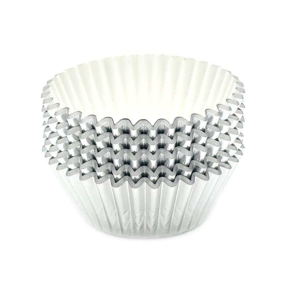 Mombake Standard Foil Silver Cupcake Liners Muffin Baking Cups for Party and More, 100-Count