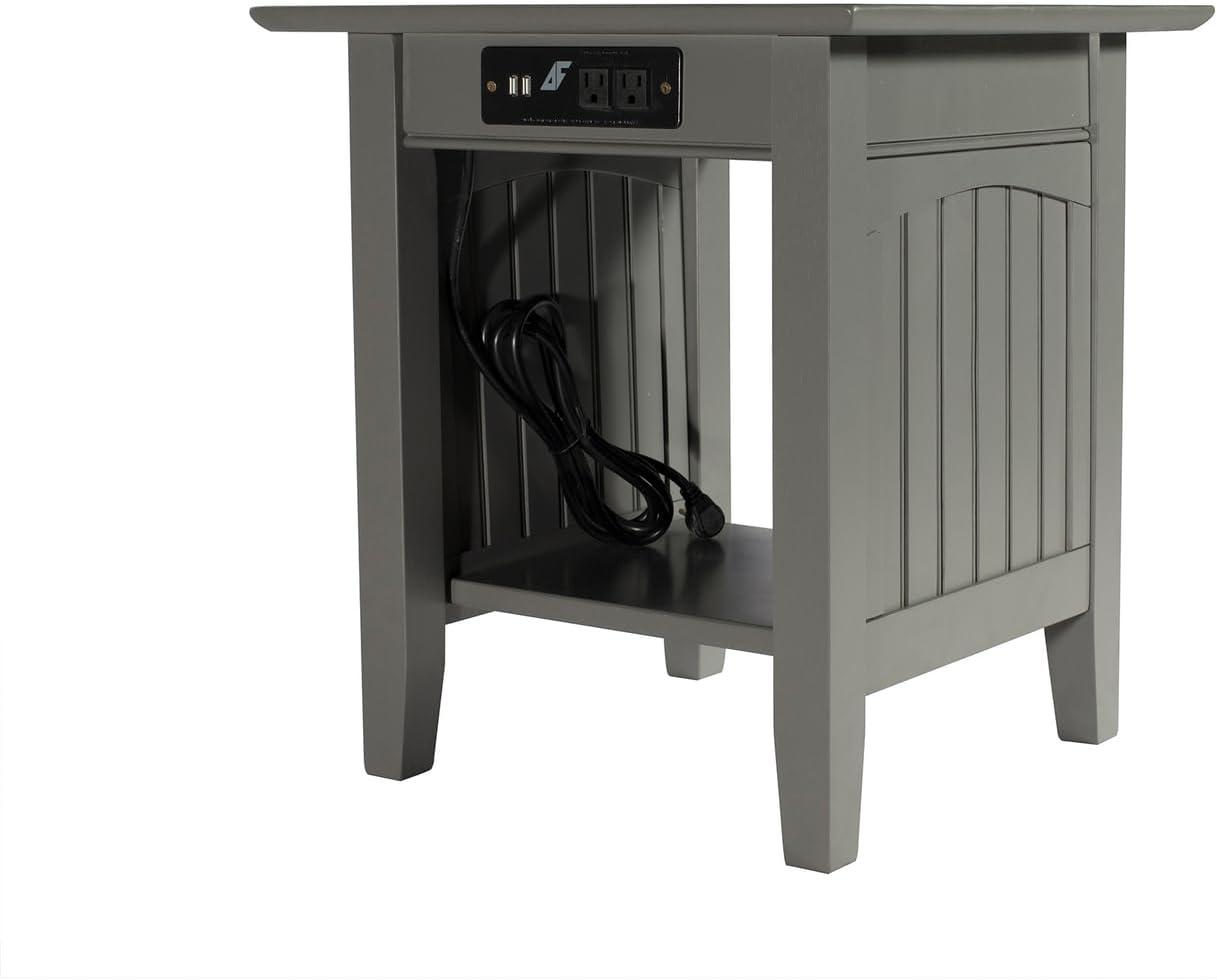 Nantucket End Table with Charger Gray - AFI: USB Ports, AC Outlets, Eco-Friendly Hardwood