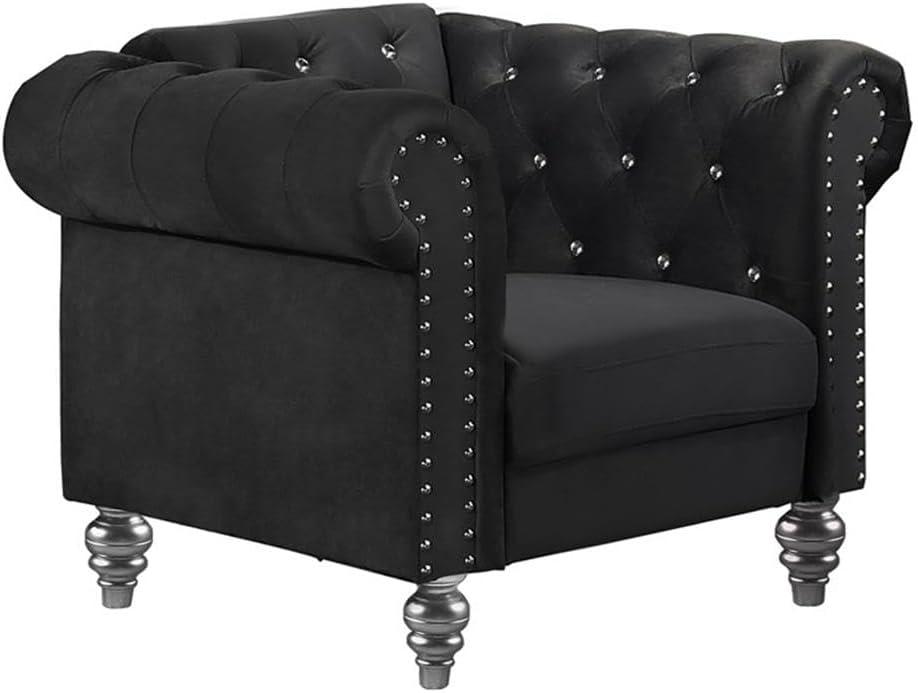 New Classic Furniture Emma Crystal Velvet Fabric Chair in Black