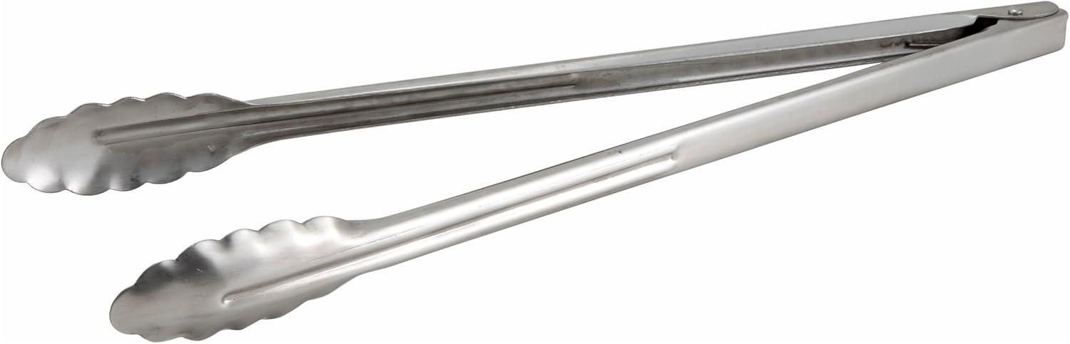 Winco UT-16LT, 16-Inch Stainless Steel Utility Tong with Scalloped-Edge