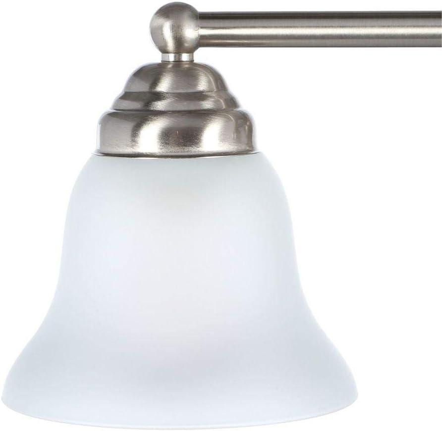 Hampton Bay Ashhurst 3-Light Brushed Nickel Classic Traditional Bathroom Vanity Light with Frosted Glass Shades