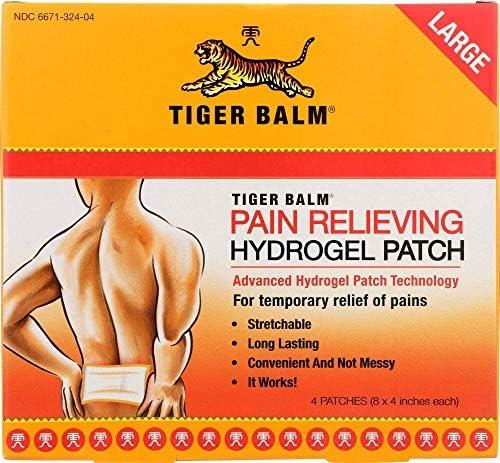 Tiger Balm Pain Relieving Large Patch, 4" x 8", 4/pack – Pain Relieving Patch – For Temporary Relief of Minor Aches of Muscles and Joints – Formulated with Menthol, Camphor, and Capsicum – Fast-Acting