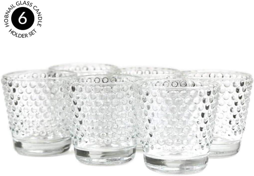 Koyal Wholesale Hobnail Glass Candle Holder (Pack of 6), 2.5 x 2.4"