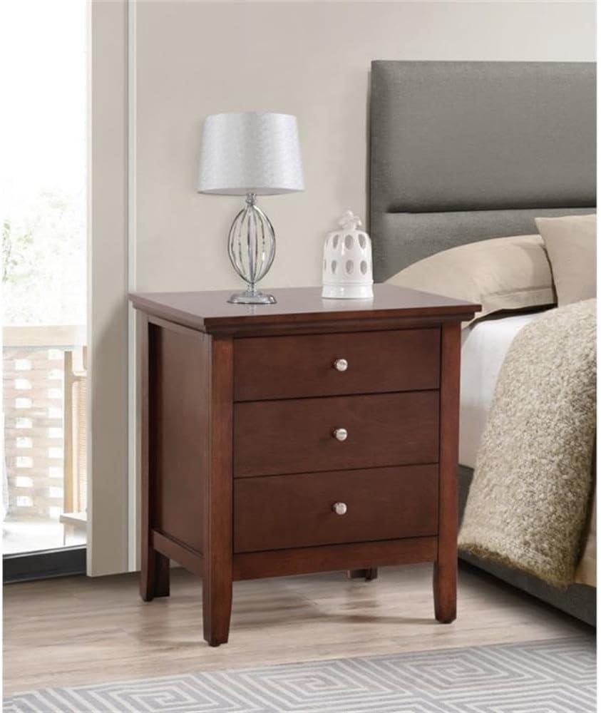 HomeStock Rustic Refinement 3 Drawer Nightstand , Cappuccino