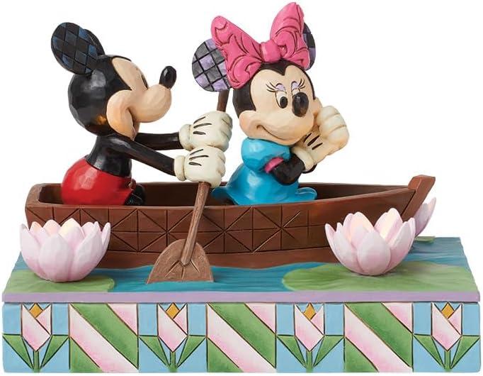 Mickey and Minnie Resin LED Rowboat Figurine, 4.5 Inch