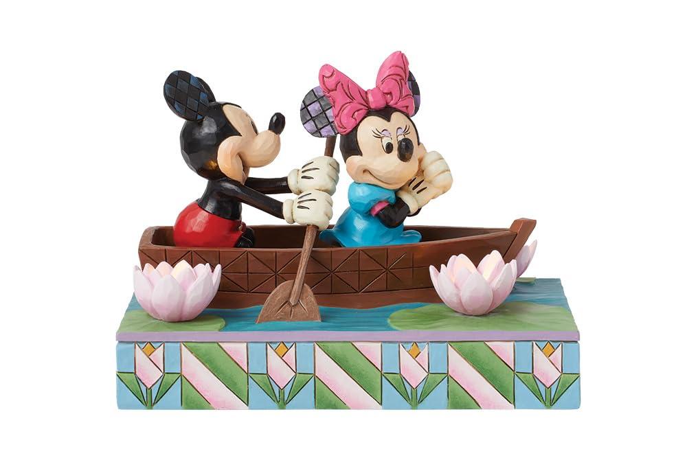 Mickey and Minnie Resin LED Rowboat Figurine, 4.5 Inch
