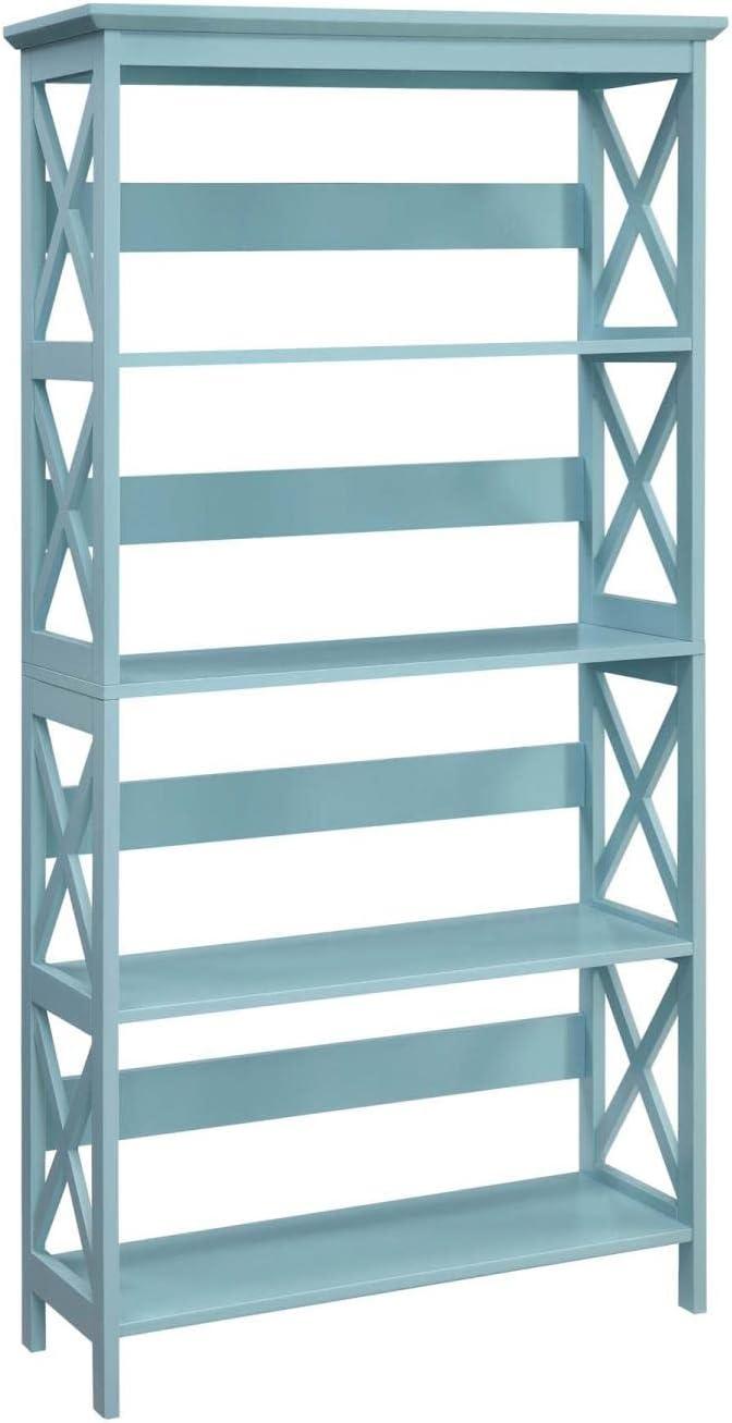 Oxford Sea Foam Blue 5-Tier Spacious Shelving Bookcase