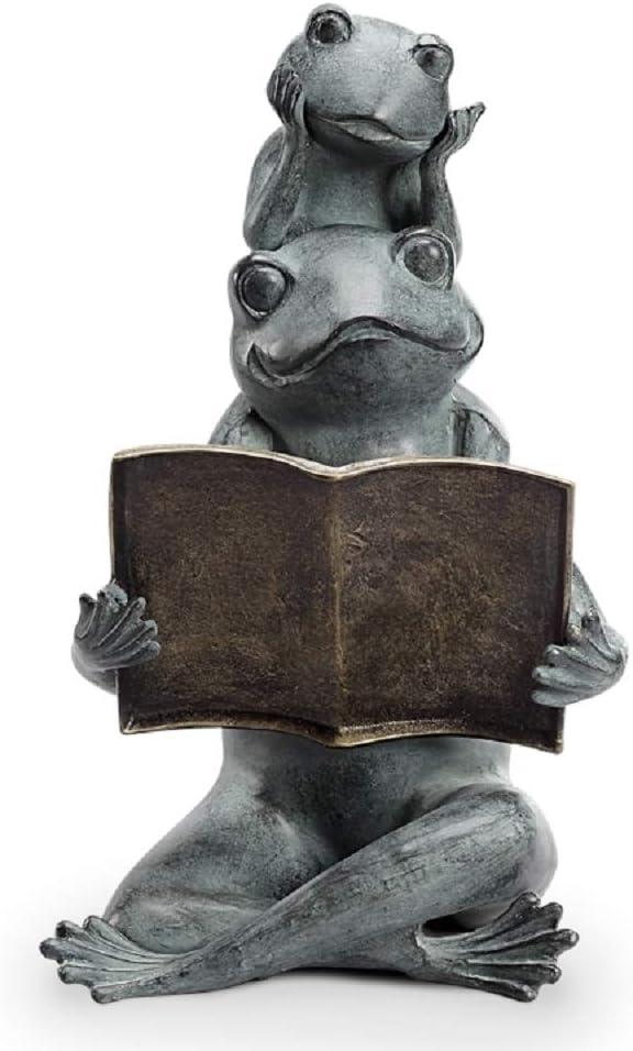 Cast Aluminum Parent and Child Frog Reading Sculpture