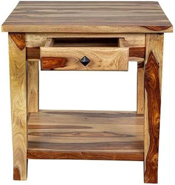 Porter Designs End Table Nightstand Bedside Square in Wood - Brown