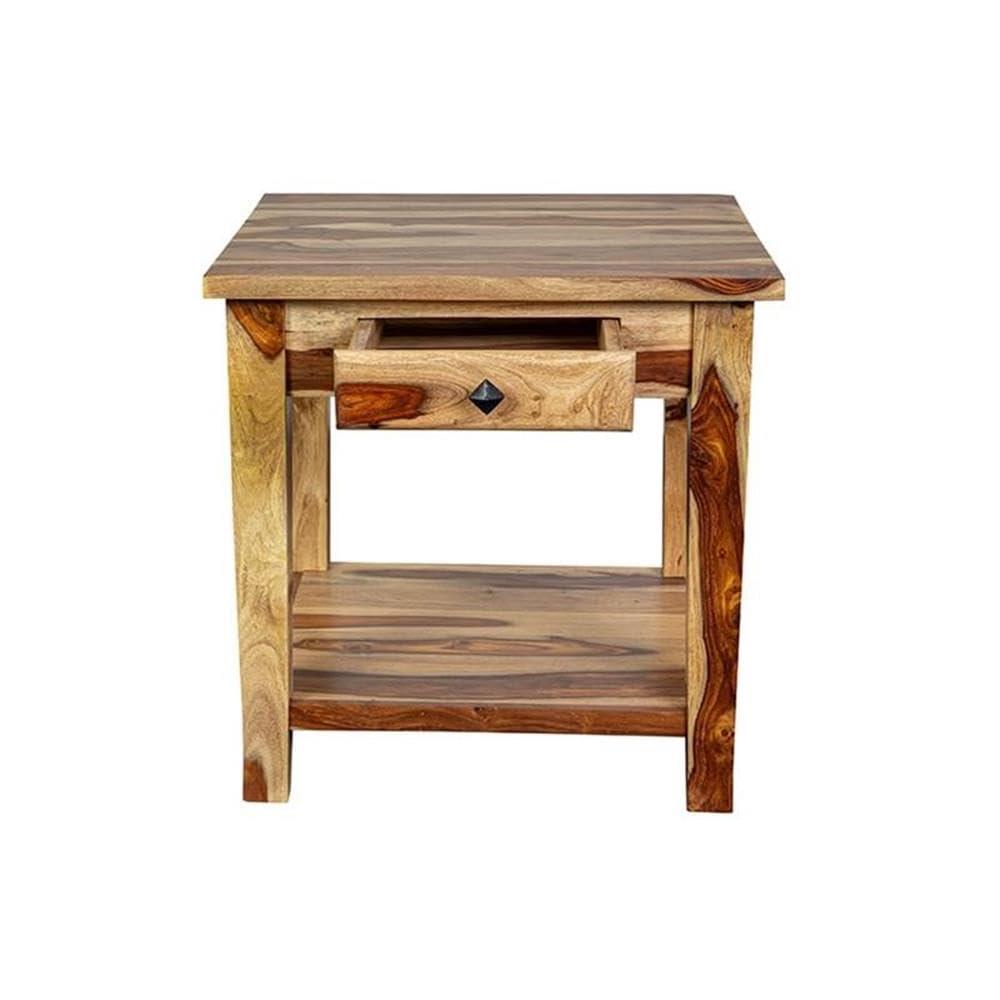 Porter Designs End Table Nightstand Bedside Square in Wood - Brown