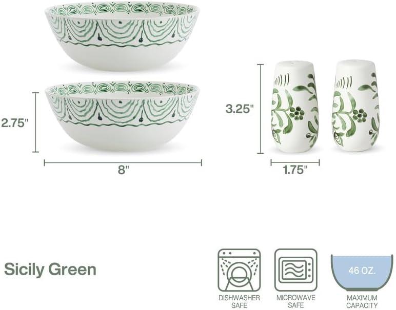 Fitz and Floyd Fitz And Floyd Green Sicily Serve Bowl/Salt & Pepper Set