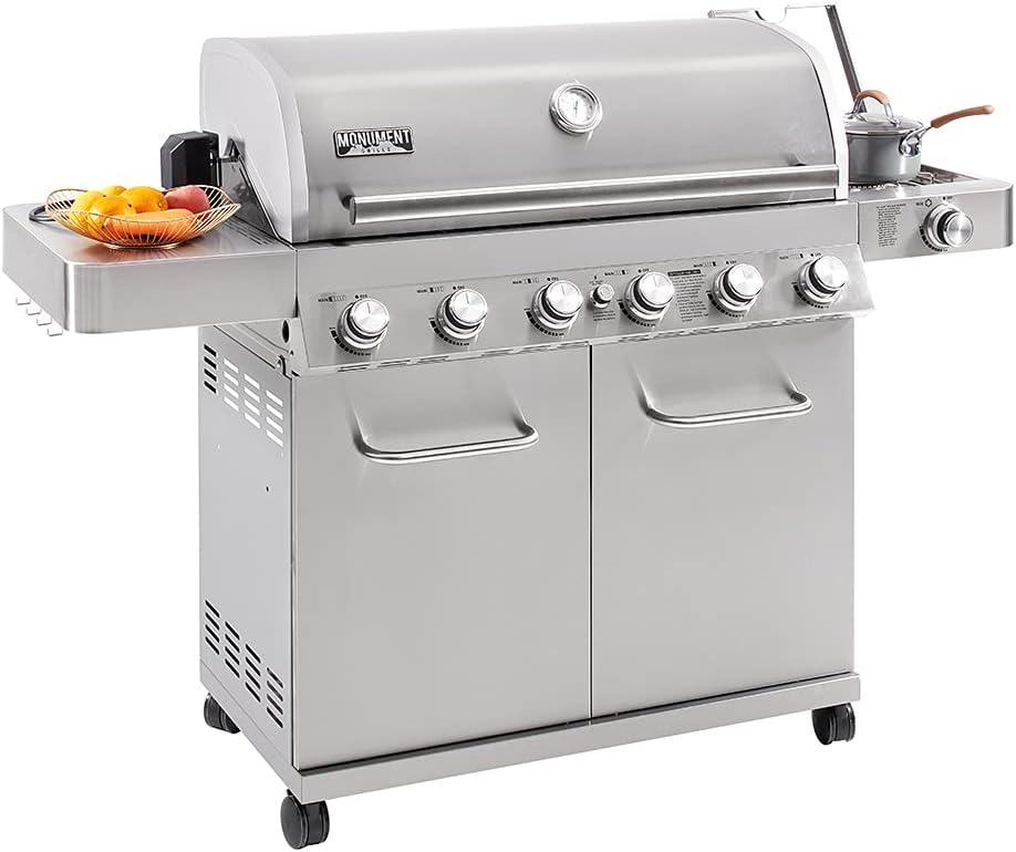 Monument Grill 77352 6-Burner Stainless Propane Gas Grillwith Rotisserie Kit