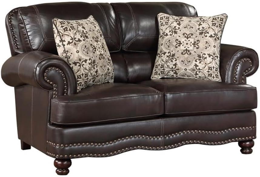Lexicon Milford Faux Leather 2-Piece Upholstered Sofa Set in Brown