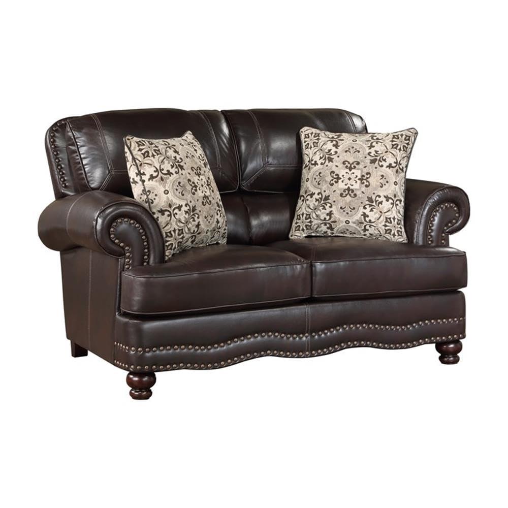 Lexicon Milford Faux Leather 2-Piece Upholstered Sofa Set in Brown