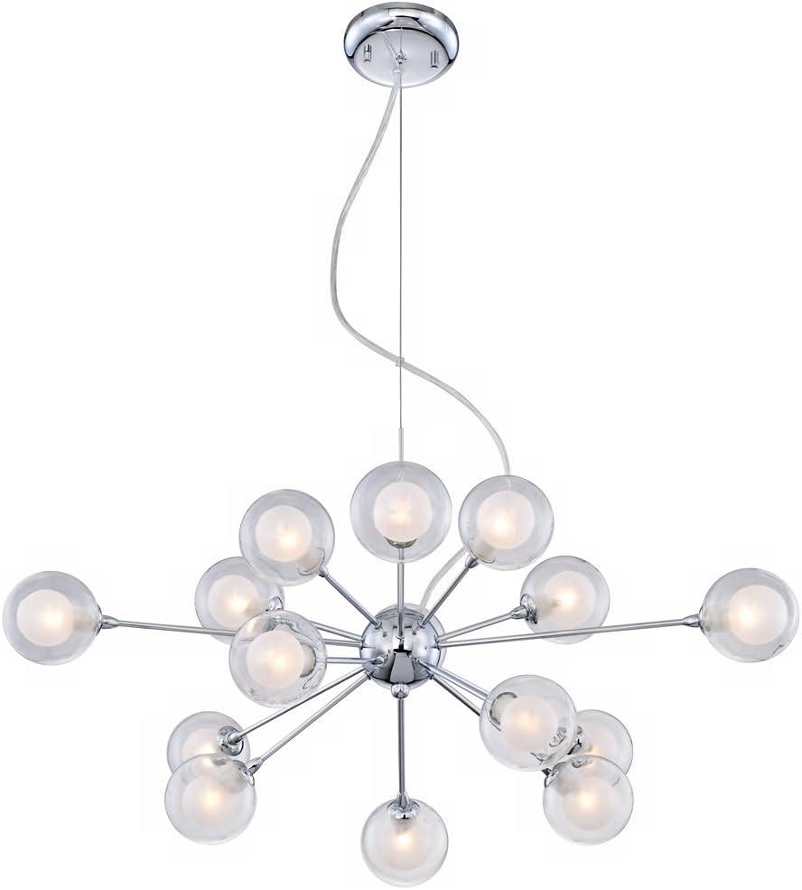 Possini Euro Design Spheres Chrome Chandelier 30" Wide Mid Century Modern Sputnik Glass Shade 15-Light Fixture for Dining Room House Kitchen Island