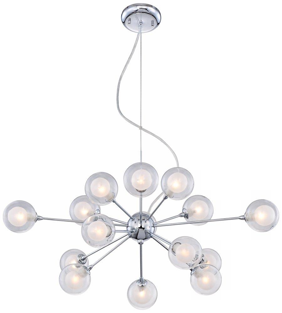 Possini Euro Design Spheres Chrome Chandelier 30" Wide Mid Century Modern Sputnik Glass Shade 15-Light Fixture for Dining Room House Kitchen Island