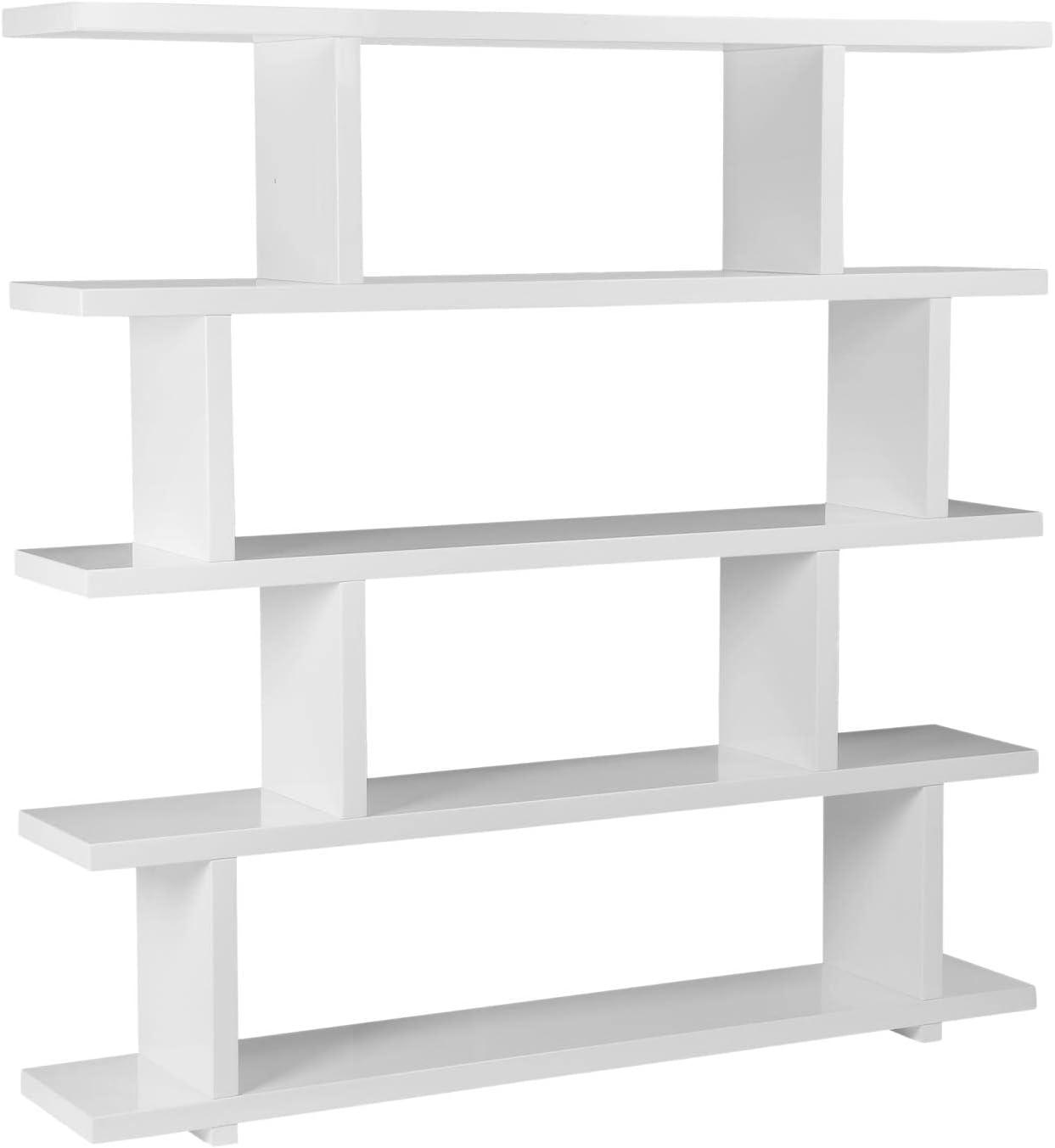 Annora Mid-Century Modern Wide White Bookcase