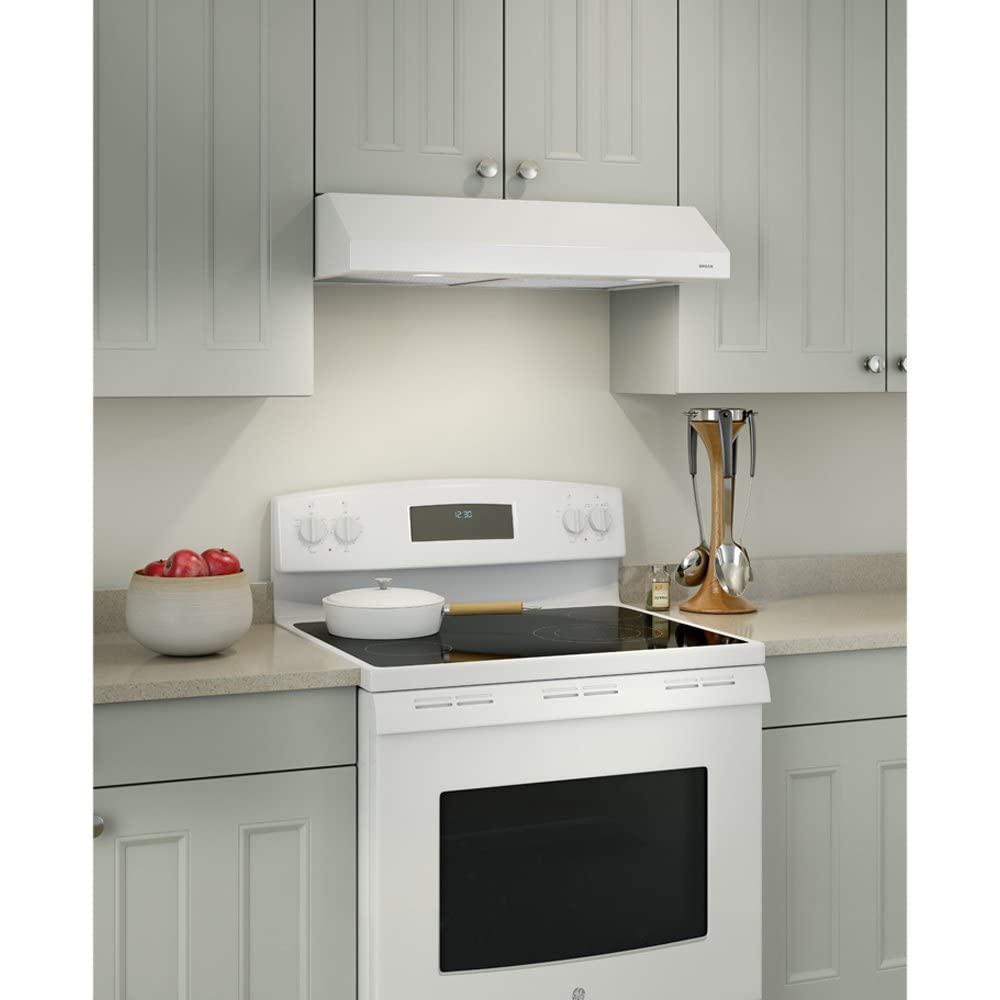 Broan Glacier 30-Inch 300 Max Blower CFM 5 Sones Range Hood BCSD130BL