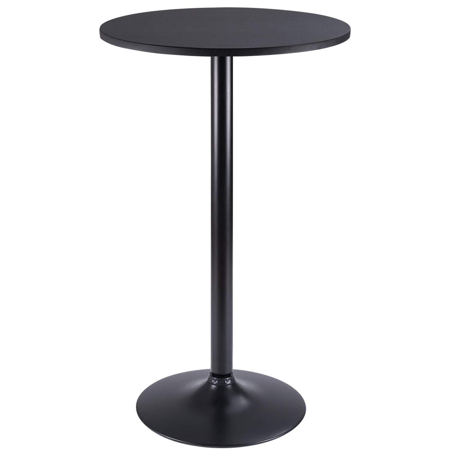 Black Round MDF and Metal Counter Height Table