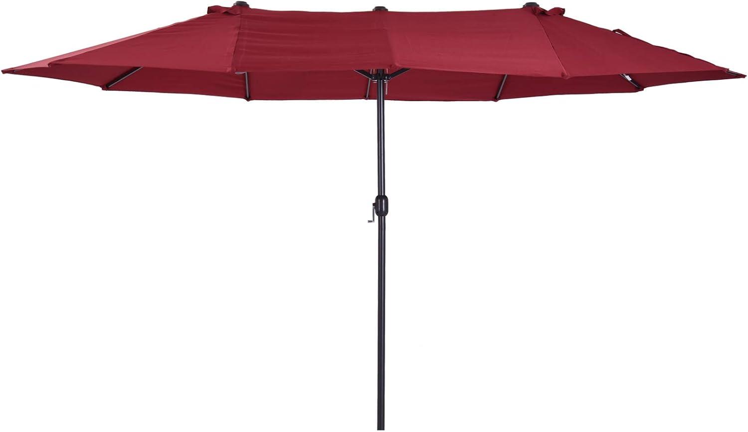 Outsunny 15ft Patio Umbrella Double-Sided Outdoor Market Extra Large Umbrella with Crank Handle for Deck, Lawn, Backyard and Pool