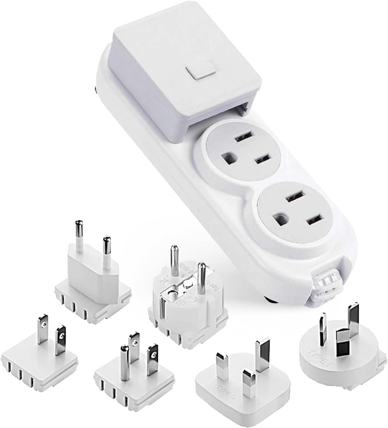 Ceptics Travel Power Strip W/ Adapter Plug Set - Equipped with USB, Type C for iPhone, Chargers, Cell Phones, Laptop - Plugs for Europe, Asia, China, USA, Africa, South America PS-2U