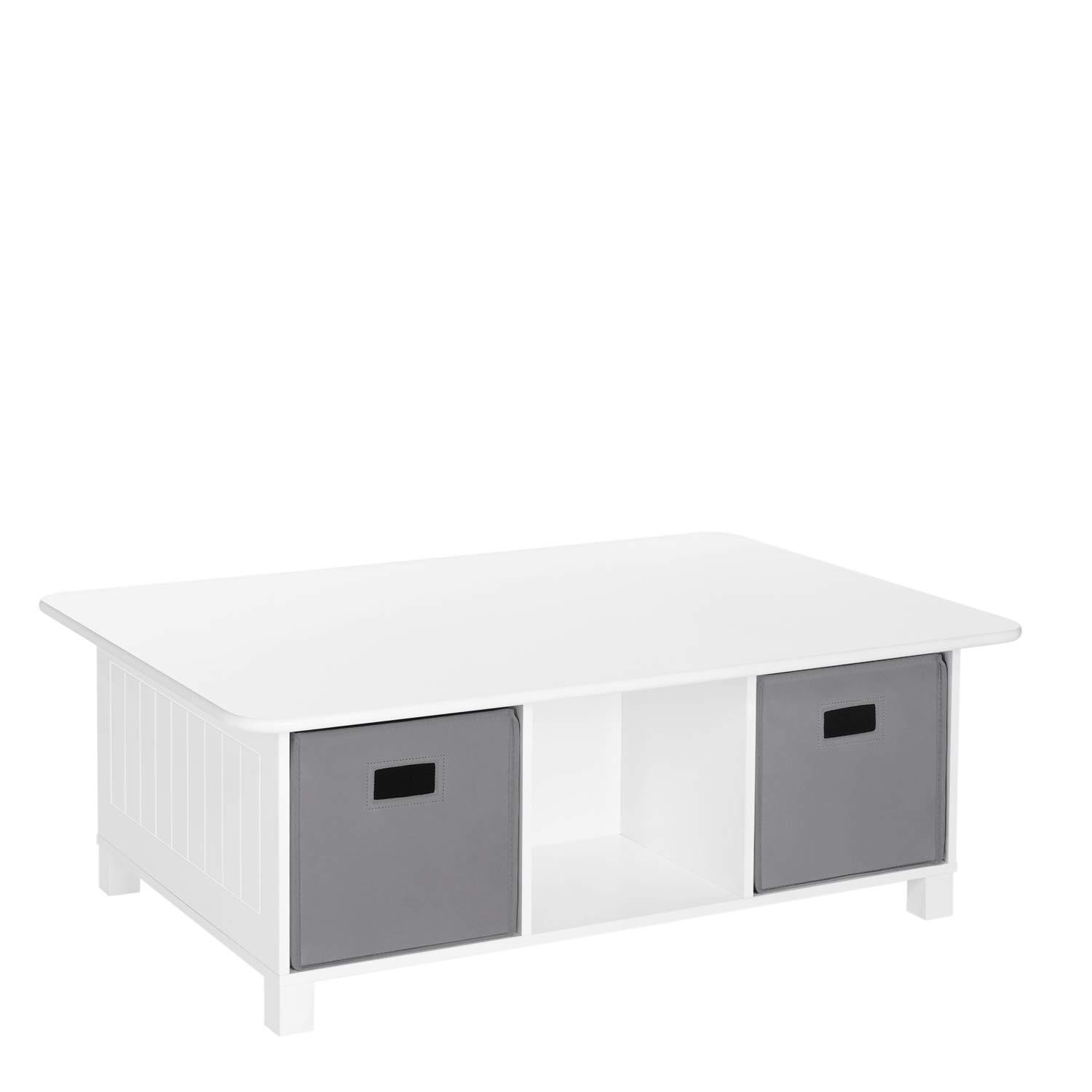 RiverRidge Home RiverRidge Kids Desk, Activity and Play Table with 6 Storage Cubbies - White with 2 Fabric Bins