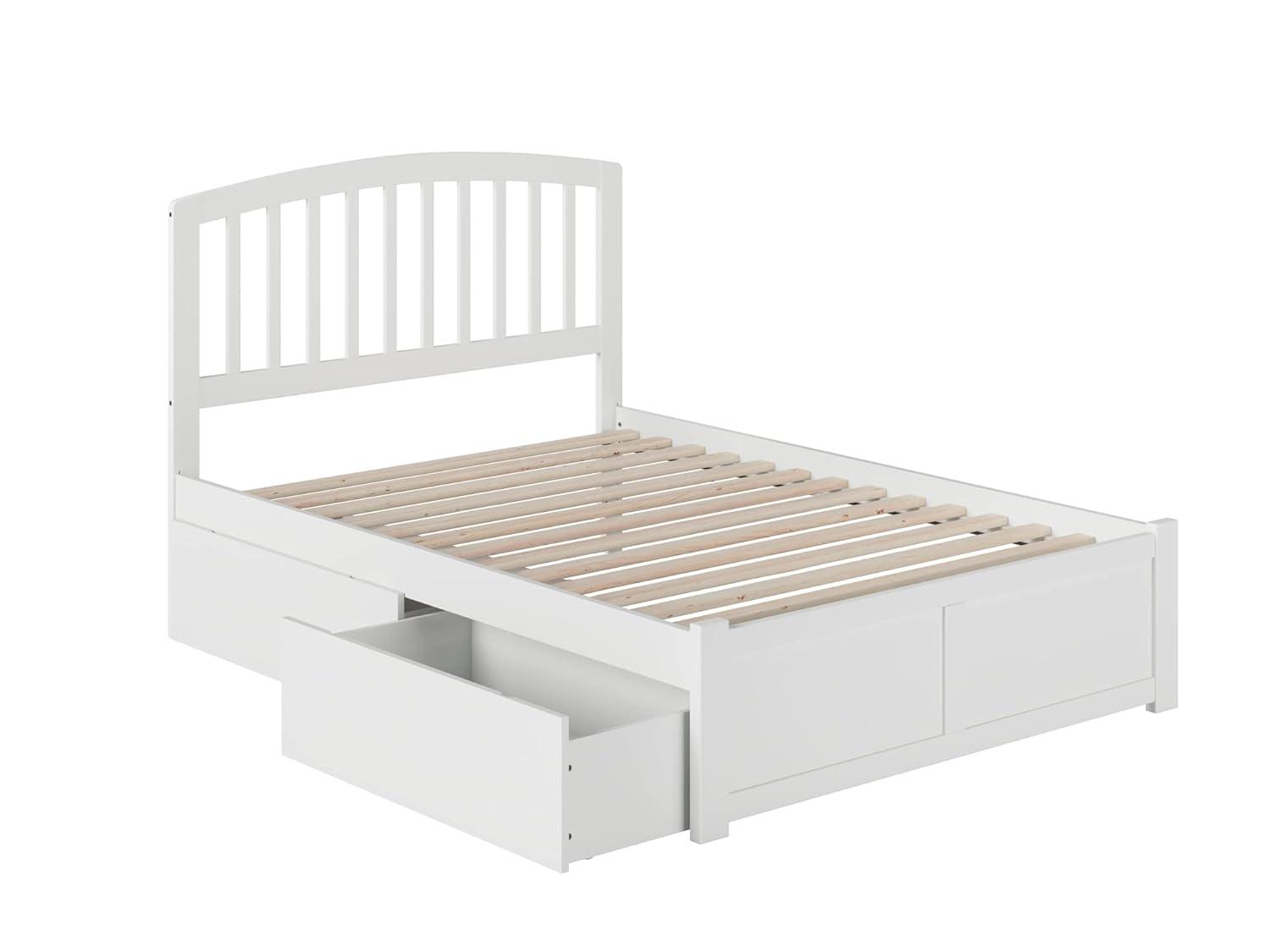 Richmond Platform Bed with Flat Panel Foot Board and 2 Urban Bed Drawers in, Multiple Colors and Sizes