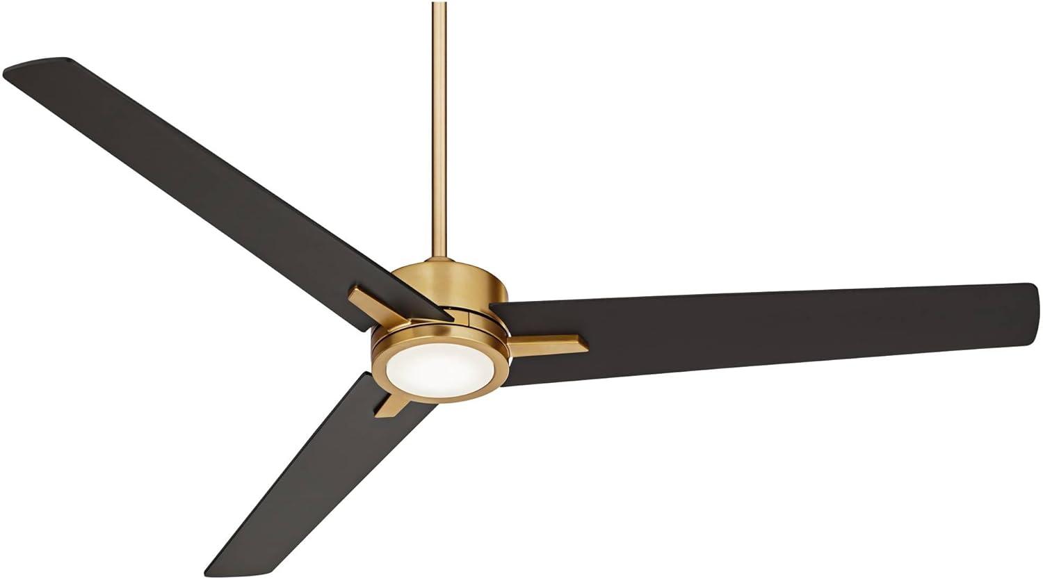 60" Casa Vieja Modern 3 Blade Indoor Ceiling Fan with Light LED Remote Soft Brass Black for House Bedroom Living Room Home Bedroom