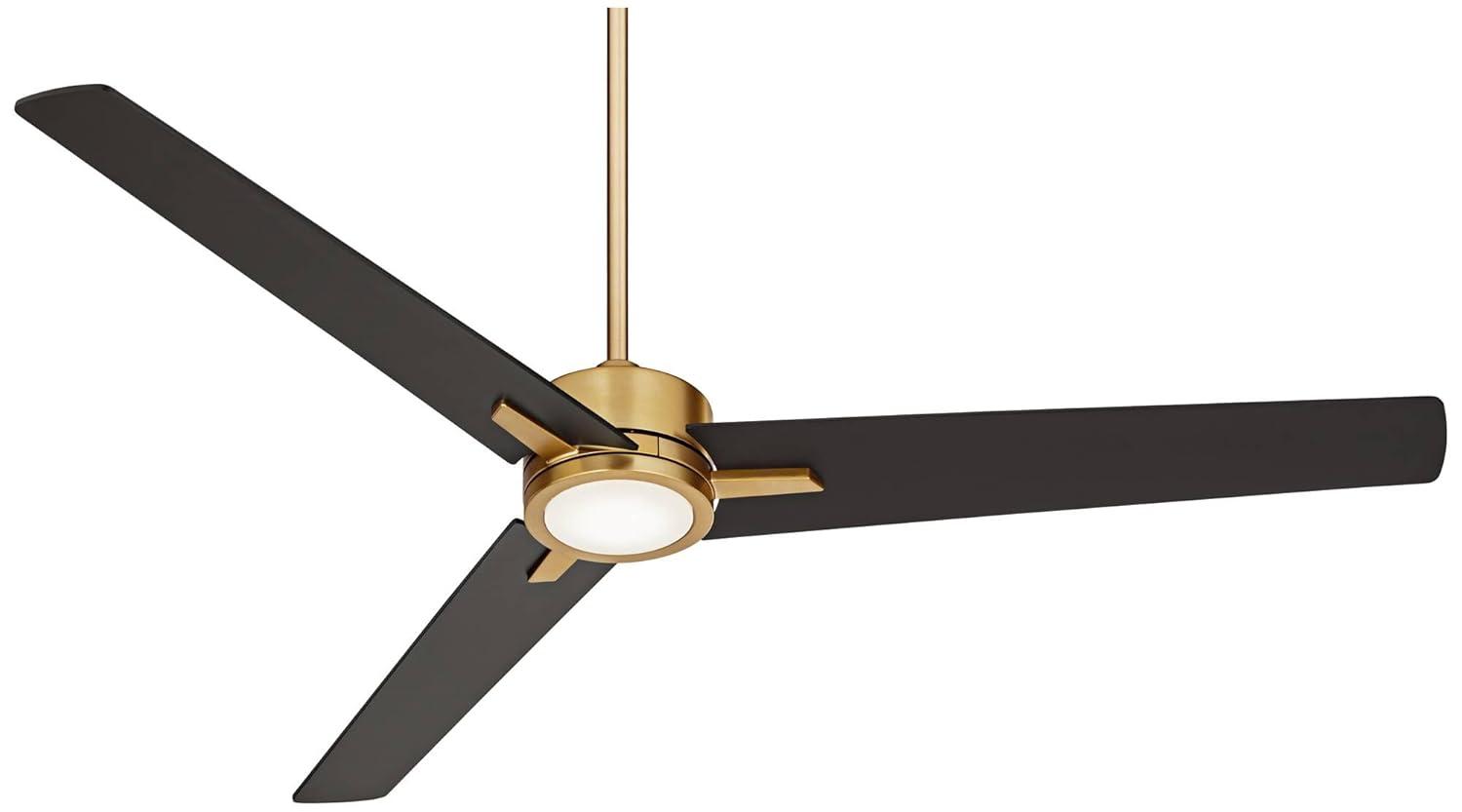 60" Casa Vieja Modern 3 Blade Indoor Ceiling Fan with Light LED Remote Soft Brass Black for House Bedroom Living Room Home Bedroom