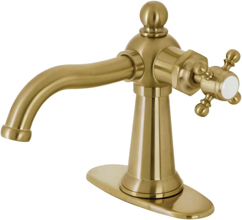 Kingston Brass Nautical Single-Handle 1-Hole Deck Mount Bathroom Faucet with Push Pop-Up and Deck Plate