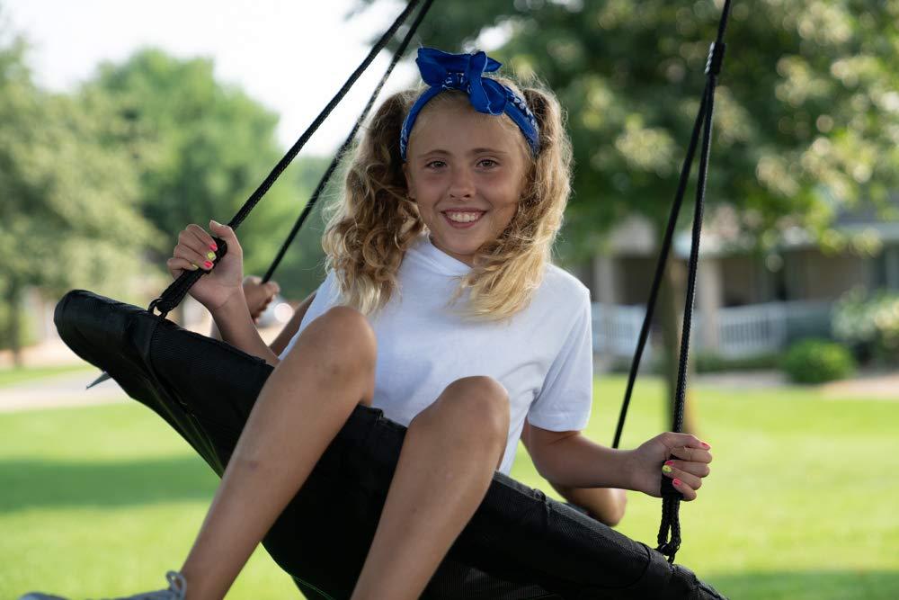 M&M Sales Enterprise M&M Sales Enterprise Adventure Fabric Black Disc Swing Saucer Seat, Ropes with Mounting Hangers and Chains