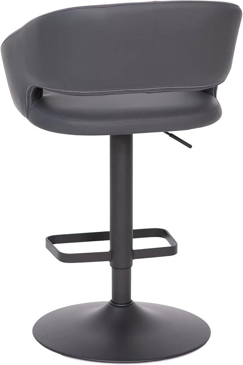 Gray Adjustable Swivel Barstool with Wood and Metal Base