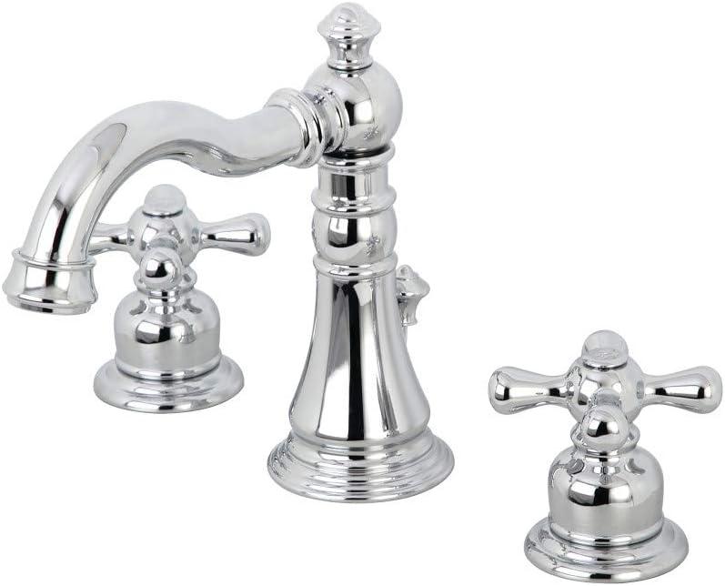 Kingston Brass American Classic Two-Handle 3-Hole Deck Mount Widespread Bathroom Faucet with Pop-Up Drain