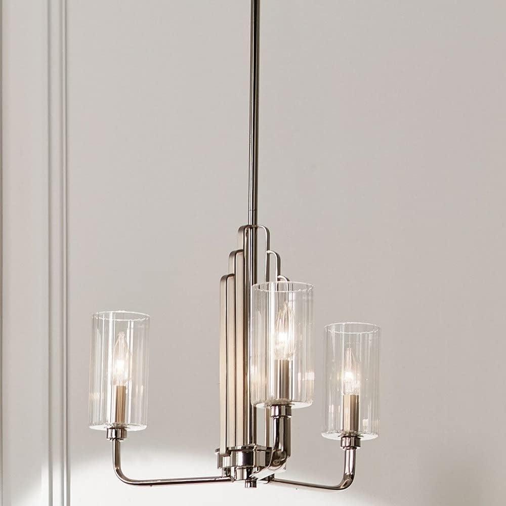 Kimrose™ 3 Light Chandelier with Clear Fluted Glass Brushed Natural Brass