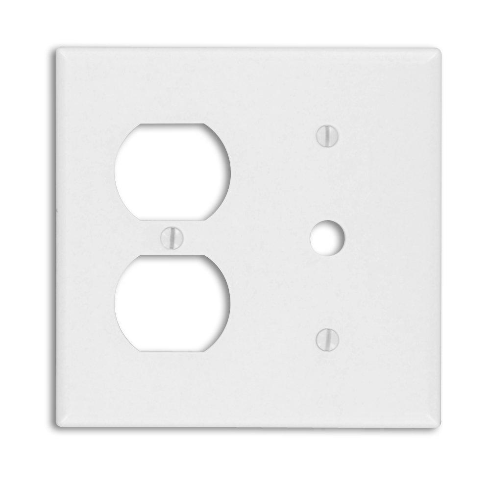 Leviton 88078 Wallplate 2-Gang 1-Duplex 1-Cable .406 Standard Size Plastic - White