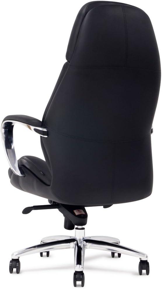Zuri Furniture Gates Genuine Leather Aluminum Base High Back Executive Chair - White