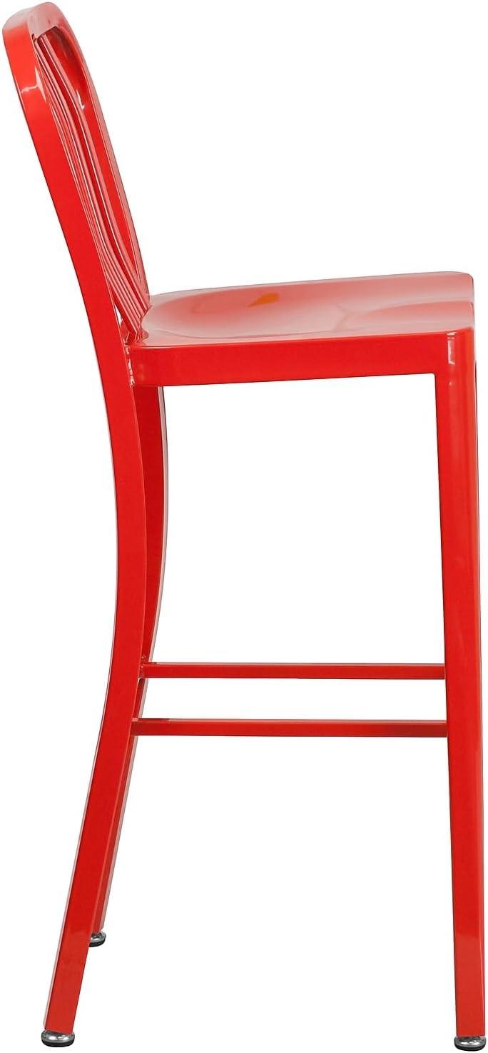 Flash Furniture Commercial Grade 30" High Metal Indoor-Outdoor Barstool with Vertical Slat Back