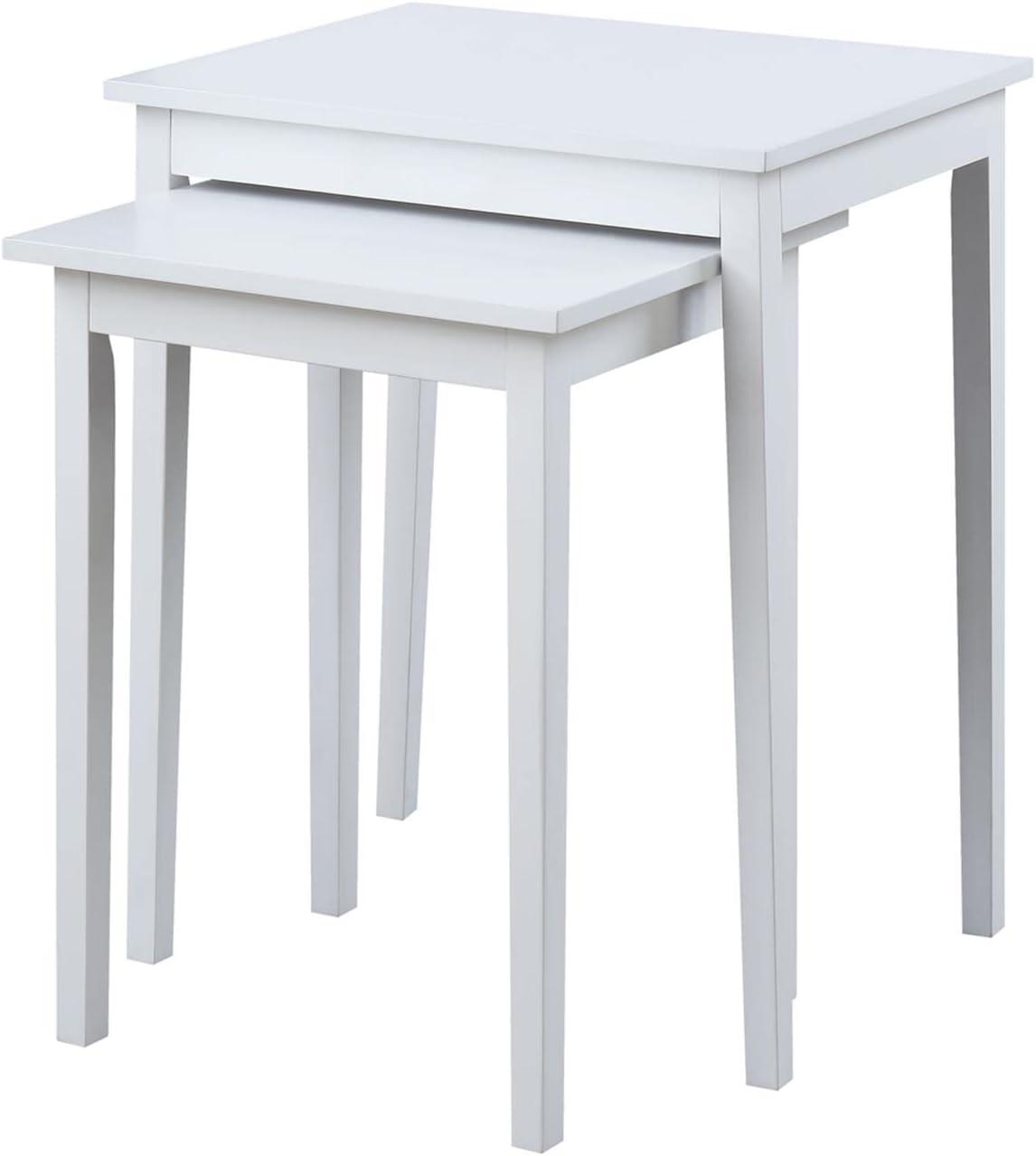 White Wood Rectangular Nesting End Tables, Set of 2