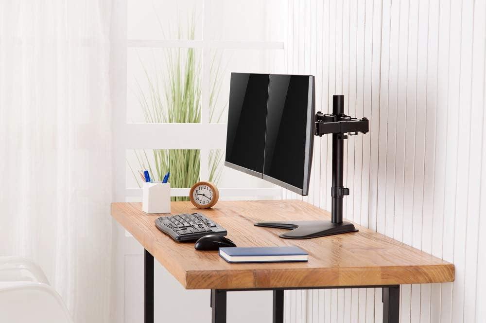 Black Steel Dual Monitor Articulating Desktop Stand