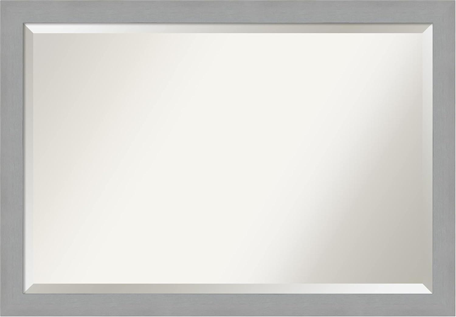 Elegant Brushed Nickel 39.5" x 27.5" Rectangular Vanity Mirror