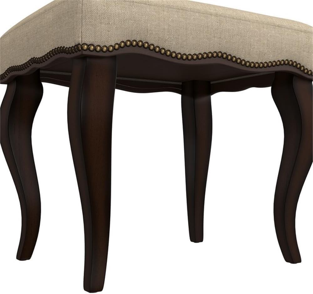 19" Hamilton Backless Upholstered Wood Vanity Stool Burnished Oak/Cream - Hillsdale Furniture